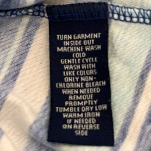 Chaps Short Sleeve Blue Striped Top Sz L - Picture 4 of 4